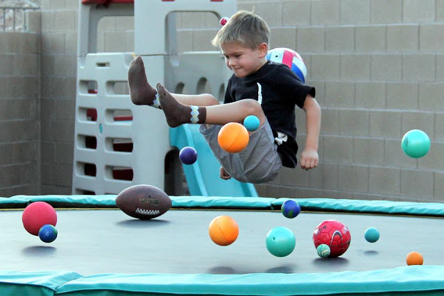 play balls on trampline