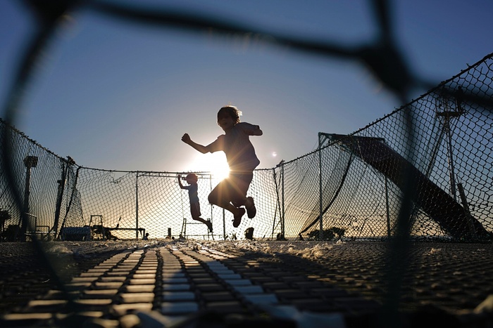 trampoline in the sun